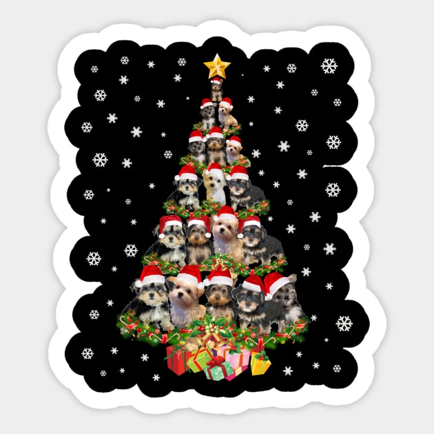 Cute Morkie dog Christmas Tree gift decor Xmas tree Sticker by schaefersialice